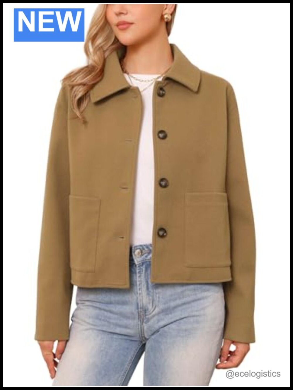 Women's Casual Peacoat Long Sleeve Button Down Winter Coat
